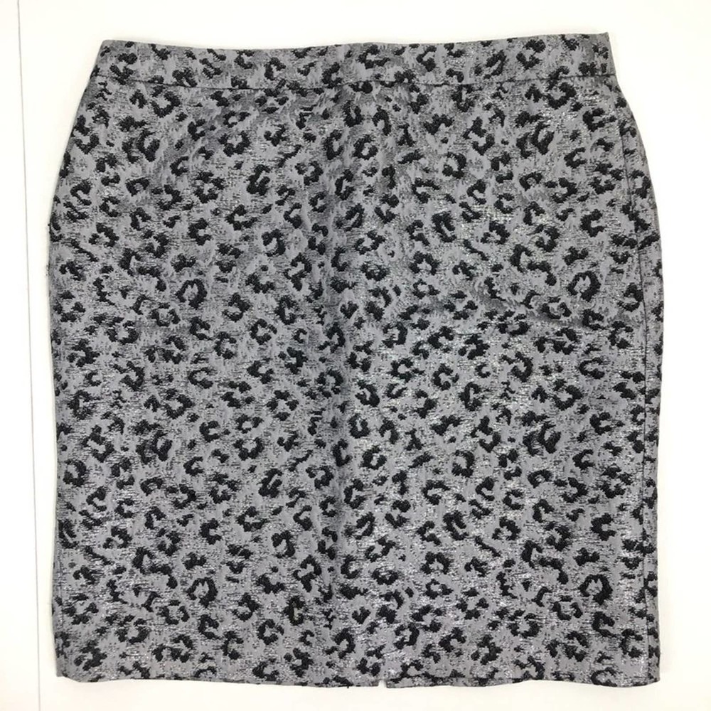 Loft Pencil Skirt Animal Print Silver Black 8 - Picture 8 of 9